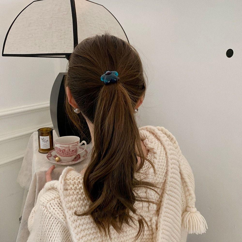 Dây Buộc Tóc Đuôi Ngựa Cao Su Đính Hoa Phong Cách Vintage Thanh Lịch Dành Cho Nữ
