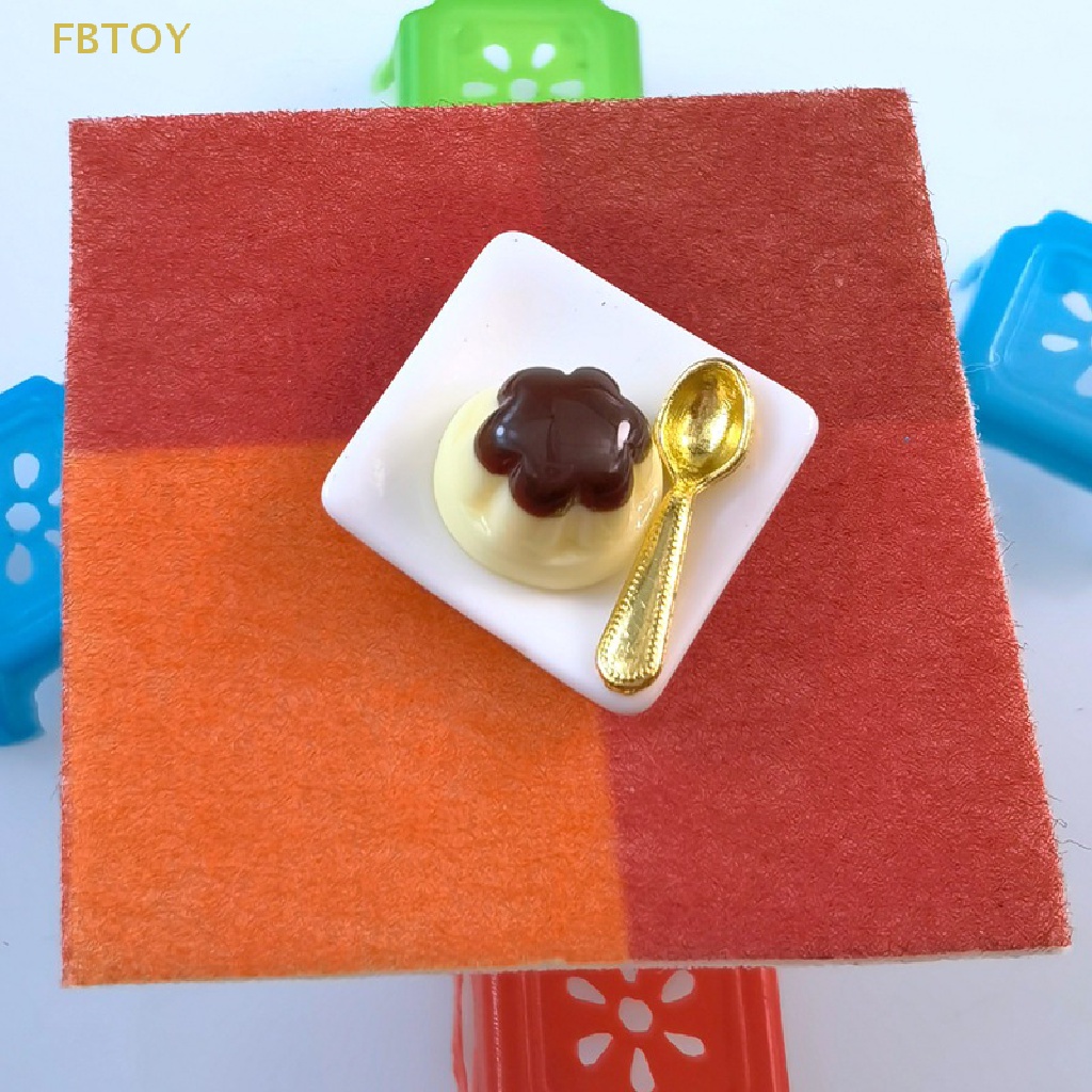 1 Bộ Mô Hình Bánh Pudding Trái Cây Tỉ Lệ 1: 12 Kèm Muỗng Trang Trí Nhà Búp Bê