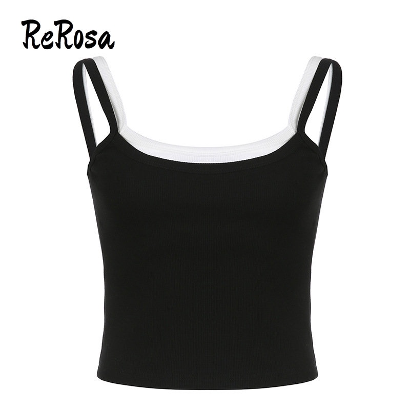 Áo Tank Top Cổ Chữ U Màu Tương Phản Thời Trang 2023 Quyến Rũ Cho Nữ