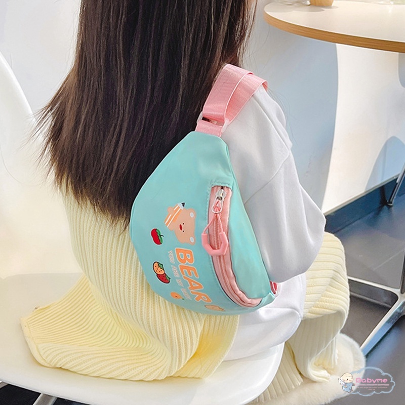 Túi Đeo Chéo Nhỏ Gọn Nhẹ In Họa Tiết Trái Cây / Chữ Hoạt Hình Phong Cách Hàn Quốc Dễ Thương Cho Bé