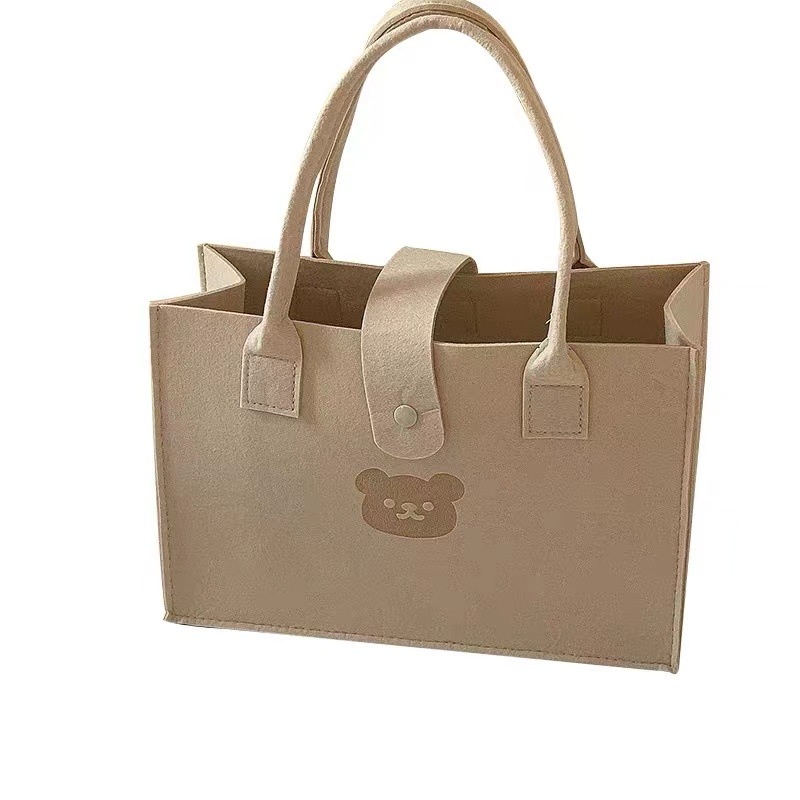 TÚI XÁCH NỈ GẤU MÀU TRÀ SỮA SIZE TO 40*30CM