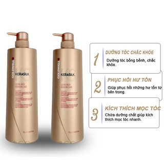 Cặp dầu gội xả goldwell keratin kerasilk phục hồi tóc hư tổn