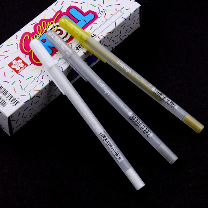 Bút Đánh Dấu Mực Thạch Anh Đào Nhật Bản 0.3 / 0.4 / 0.5 Mm Màu Vàng / Bạc / Đen