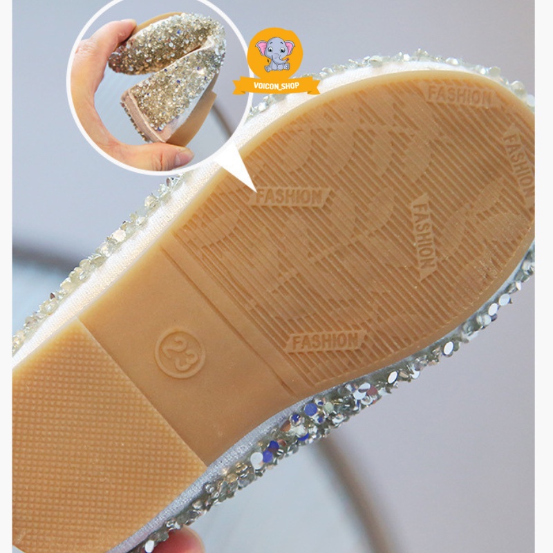 Giày Công Chúa, Giày Tiểu Thư Bé Gái Cao Cấp Đính Đá Kim Sa Xinh Xắn Đáng Yêu | V952