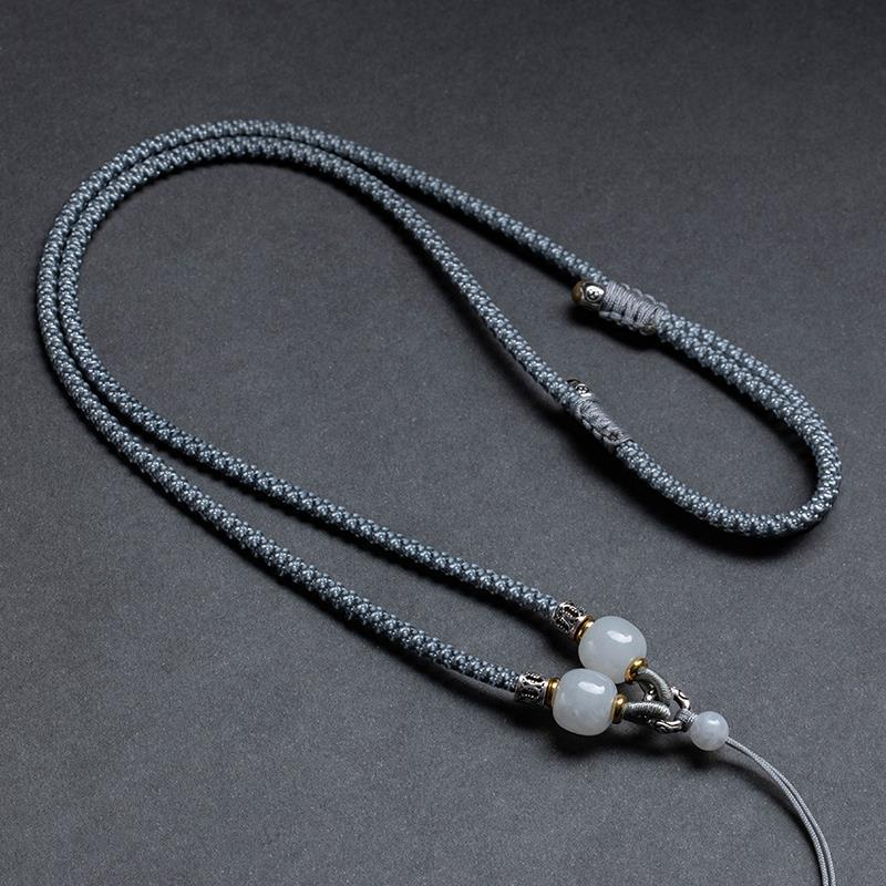 Huasu Dây Đeo Cổ Bằng Đá Ngọc Bích Hetian Tự Nhiên Dệt Tay Pixiu Guanyin 4.1 Dành Cho Nam Và Nữ