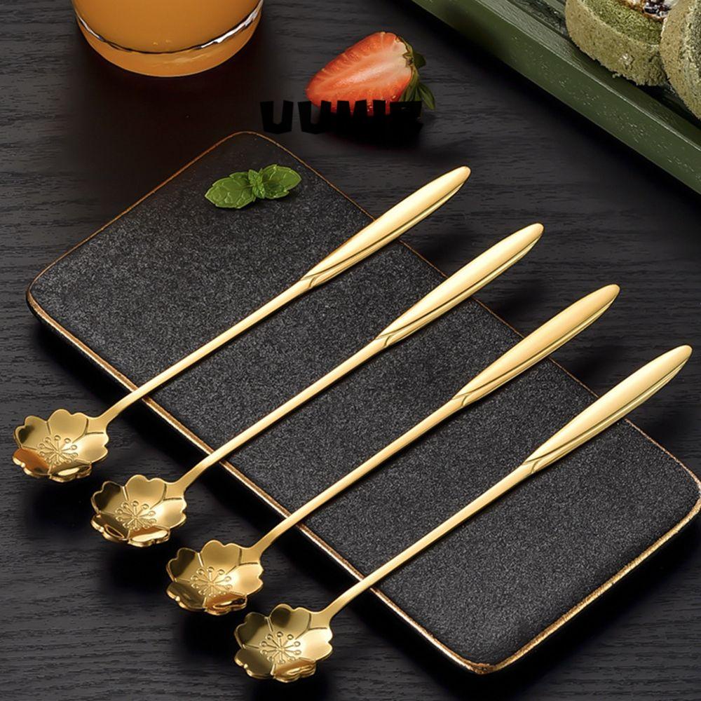 UUMIR Muỗng Cà Phê Hình Hoa Anh Đào Bằng Thép Không Gỉ