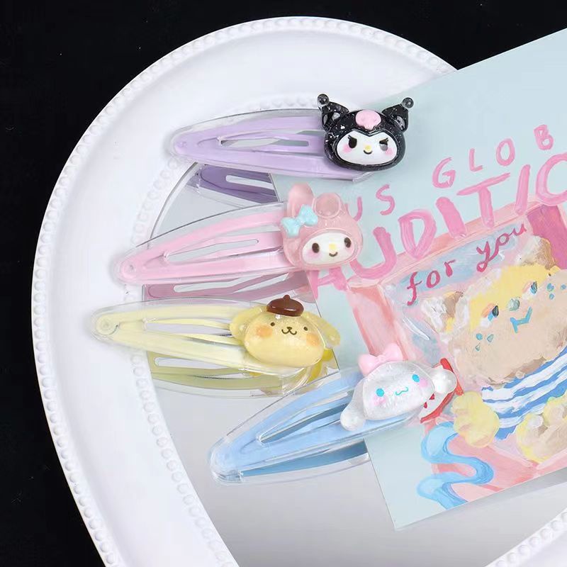 Set 2 Kẹp Tóc Sanrio mymelody Kuromi Cinnamon Pompom Purin Cá Tính Thời Trang Cho Nữ