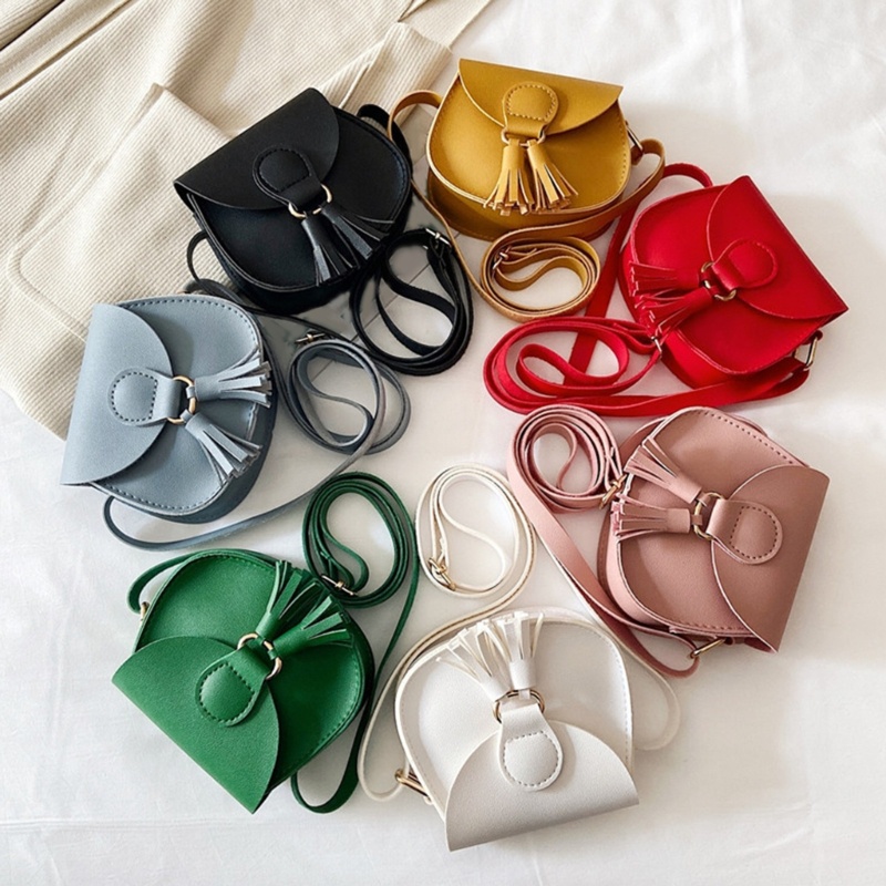 Túi Da PU Đeo Chéo Tua Rua Cho Bé Gái