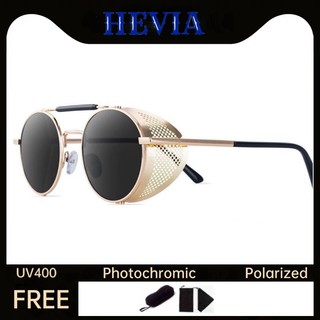 Hevia Kính Mát Gọng Tròn Kim Loại Chống Tia uv pg063 Phong Cách Steam Punk Cổ Điển Cho Nam Và Nữ