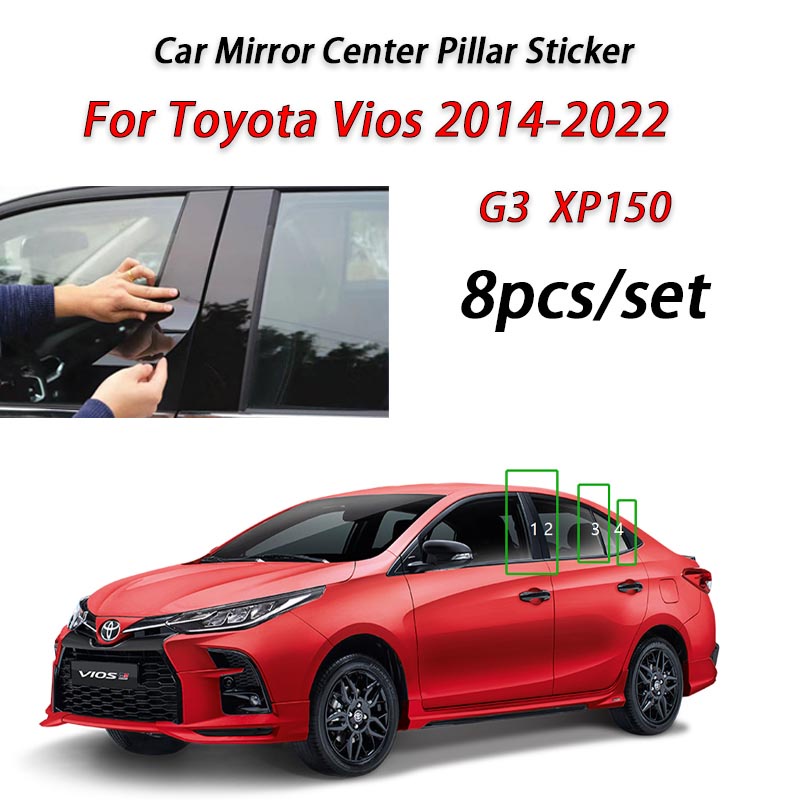 TOYOTA Phim Dán Trang Trí Cửa Sổ Xe Hơi Màu Đen Bóng Cho Vios G2 XP90 G3 XP150 2008-2022
