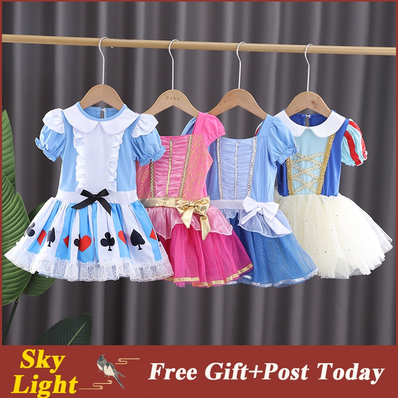 Đầm Xòe Tutu Phối Lưới Hóa Trang Công Chúa Bạch Tuyết / Alice in Wonderland Cho Bé Gái