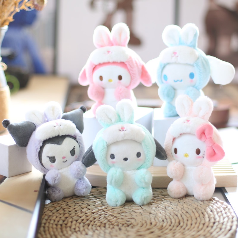 SANRIO Thú Nhồi Bông Hình Thỏ Kuromi Cinnamoroll Dễ Thương Cho Bé Gái