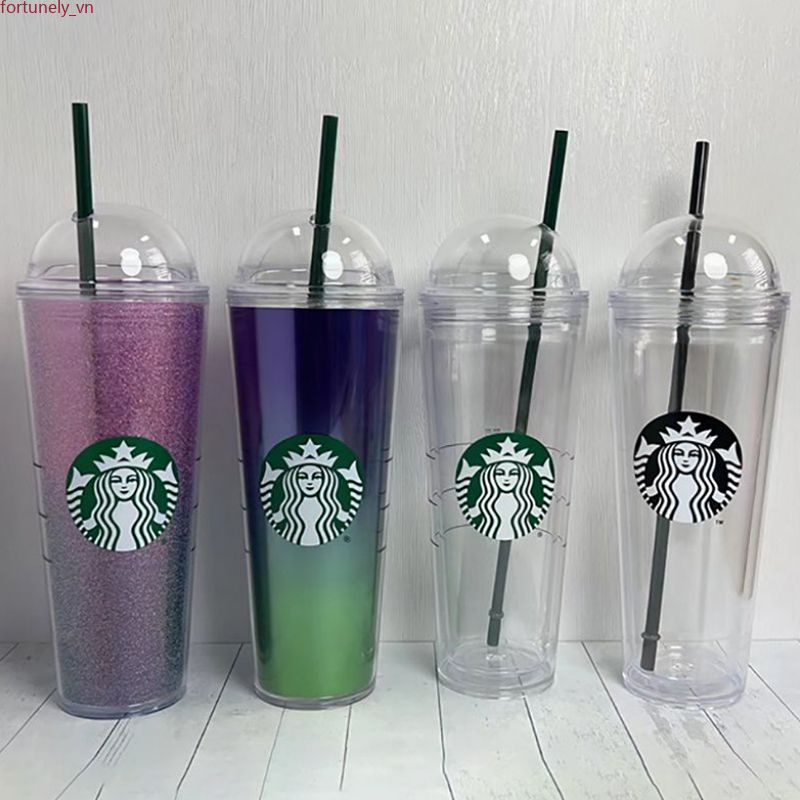 【Hàng Có Sẵn】starbucks Fashion New Network 473/710Ml Nắp Vòm Hai Lớp Màu Đỏ 24Oz Cốc Hút Nắp Vắt Cốc Nước