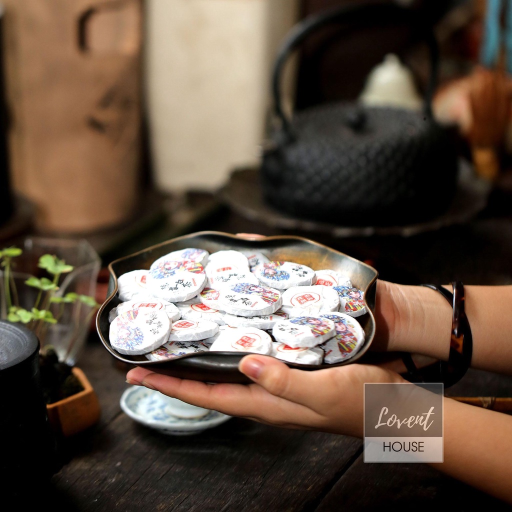 Lão Bạch Trà Trần Bì  8 năm / Bạch Trà Mẫu Đơn Trần Bì mini cake tiện lợi, bánh 5g nồng đượm hương trà