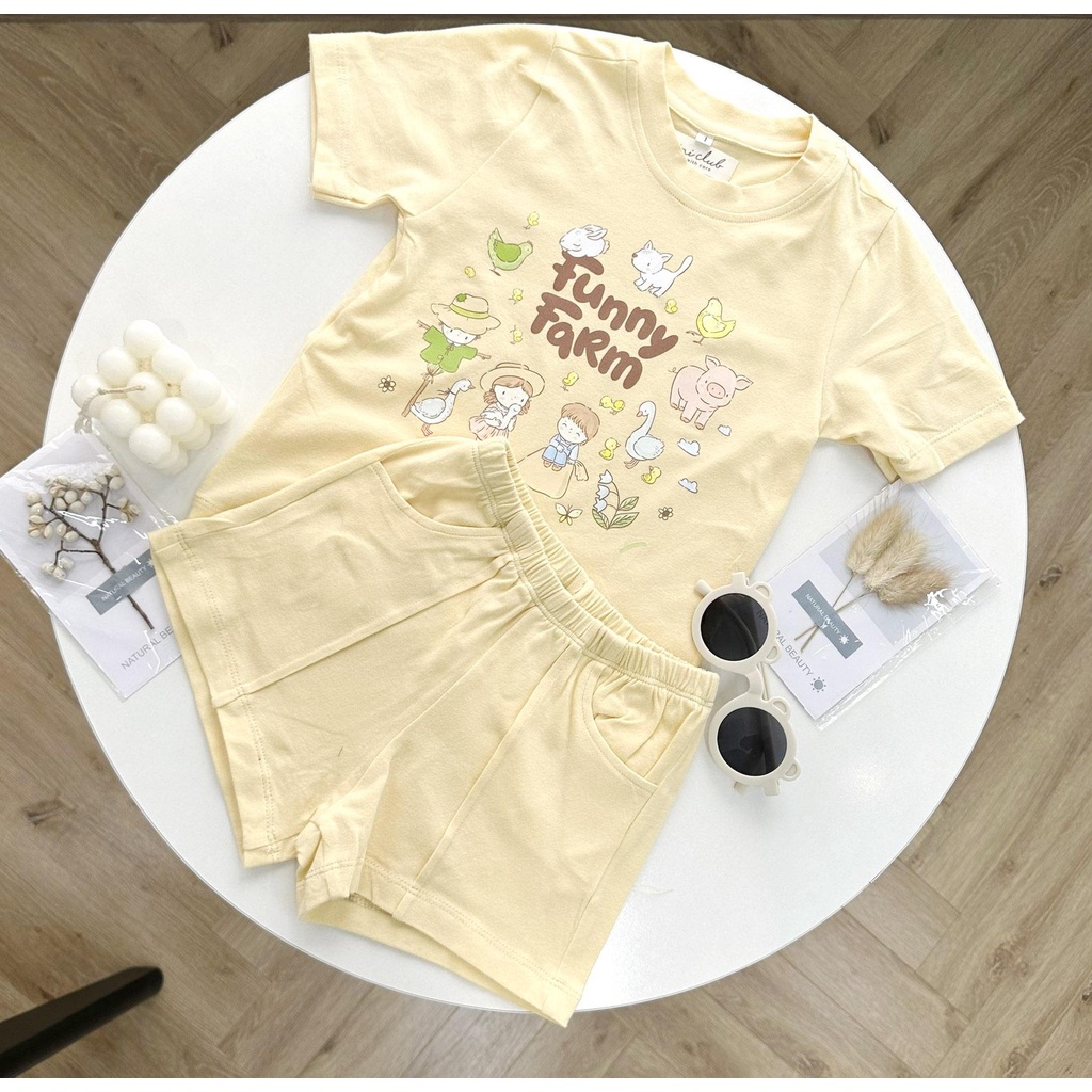 Set thun hè bé trai bé gái 100% cotton Hàn Quốc