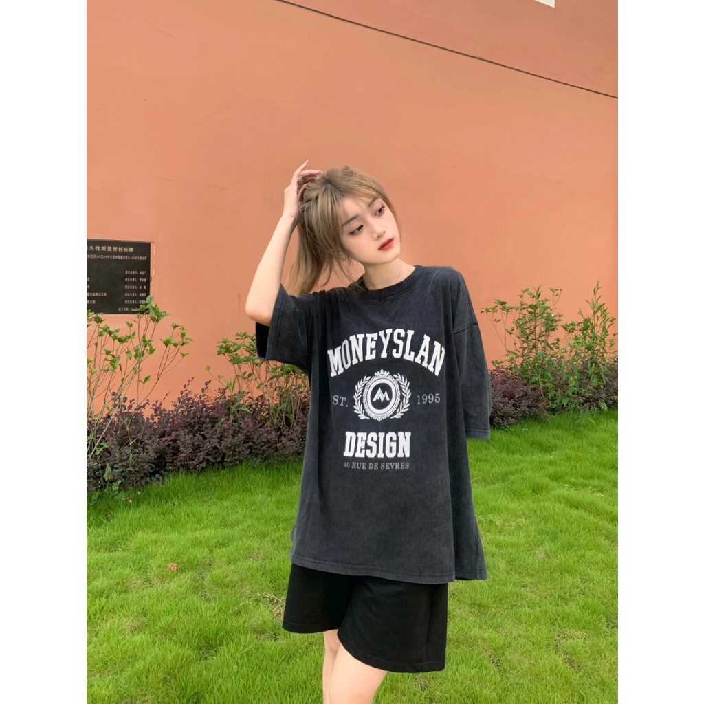 NRVP Áo Thun 100% Cotton Tay Ngắn Dáng Suông In Họa Tiết Hoạt Hình Phong Cách Hàn Quốc Cho Nữ