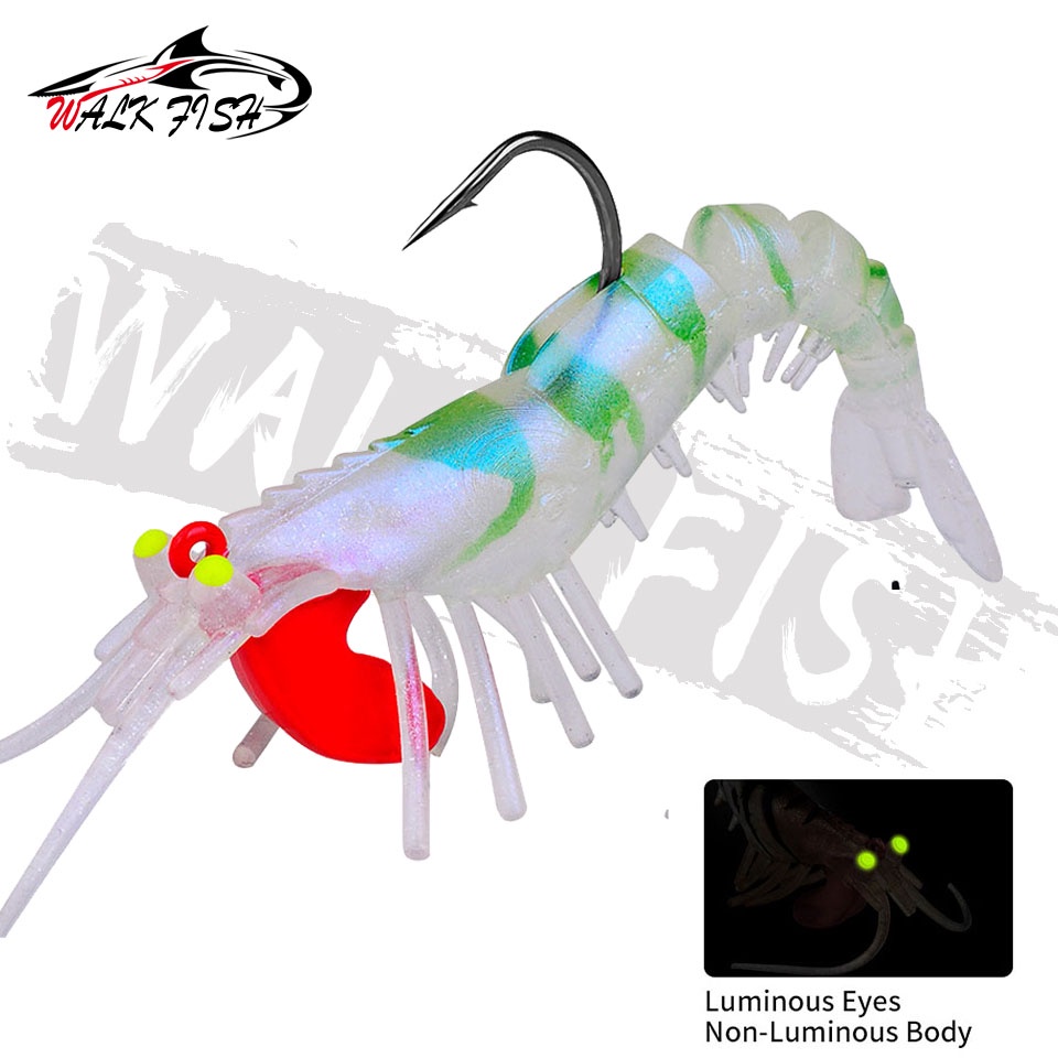 1 Mồi Tôm Giả Câu Cá Silicon Mềm Phát Sáng Trong Đêm 6g-12.5g-18.5g