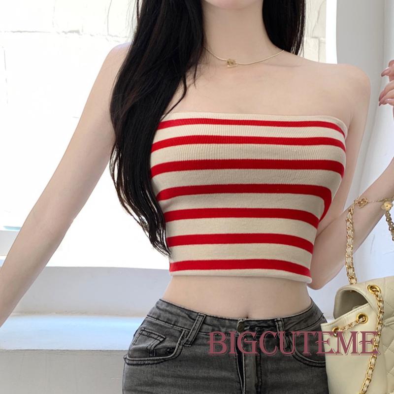 Áo Ống In Họa Tiết Kẻ Sọc Thời Trang Mùa Hè Dành Cho Nữ