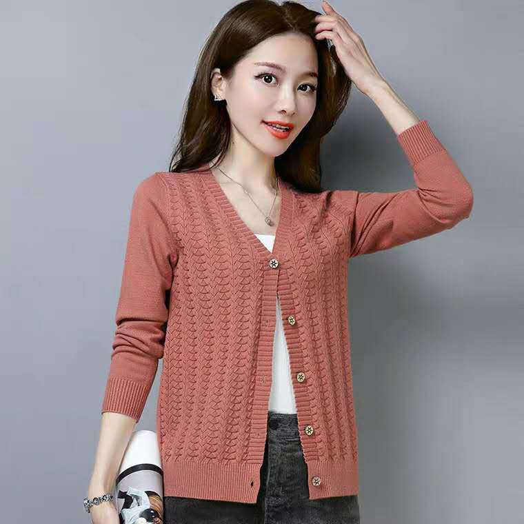Áo Khoác cardigan Dệt Kim Tay Dài Phong Cách Hàn Quốc Thời Trang Xuân Thu Cho Phụ Nữ Trung Niên