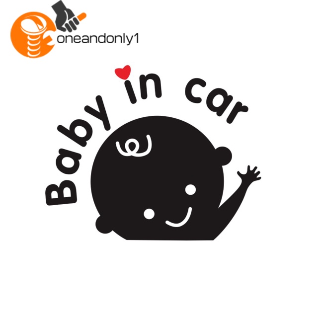 Miếng Dán Cảnh Báo Baby In Car D-1023 Họa Tiết Hoạt Hình Dễ Thương Vui Nhộn Trang Trí Xe Hơi