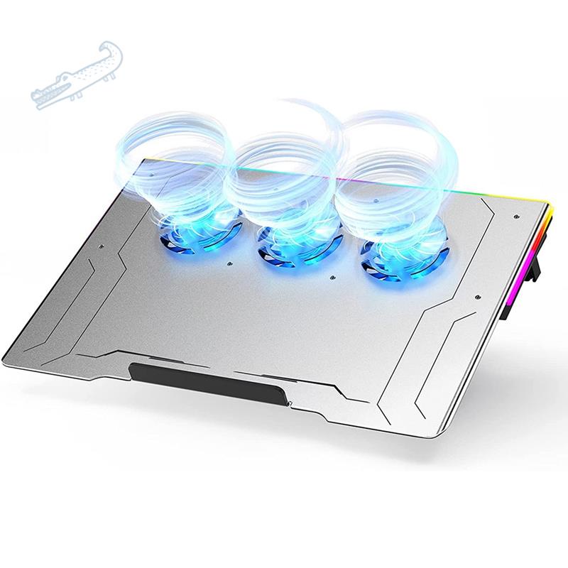 Laptop Cooling Pad, Aluminum Laptop Cooler Fan for 10-15.6 Inches, 10 Modes RGB Colors Light, 3 Heights Stand (A9)