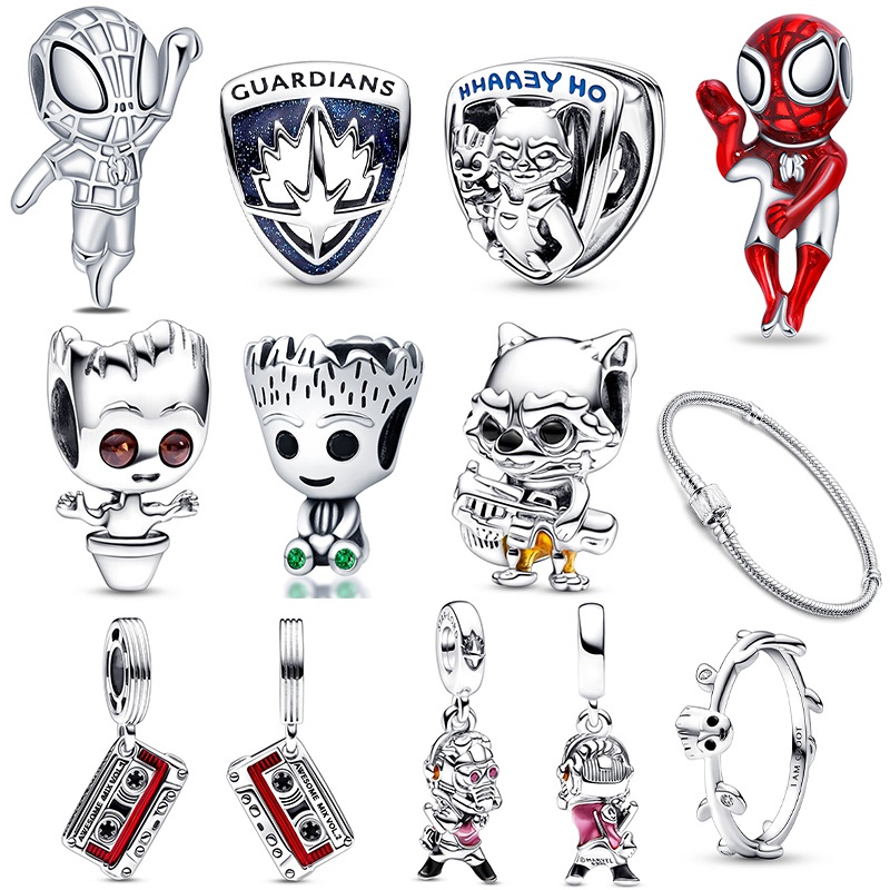 Hạt Charm pandora Phong Cách Marvel legends of the Galaxy Spiderman Hello Stitch 2023 Charms pandora 925 Chính Hãng Cho Nữ