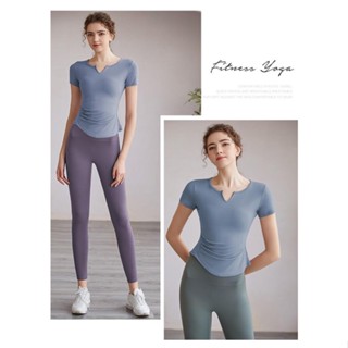 Áo Thun Thể Thao Tay Ngắn DX-815 Có Mút Lót Thiết kể Cổ V Nhún eo Vạt Bầu Siêu Tôn Dáng