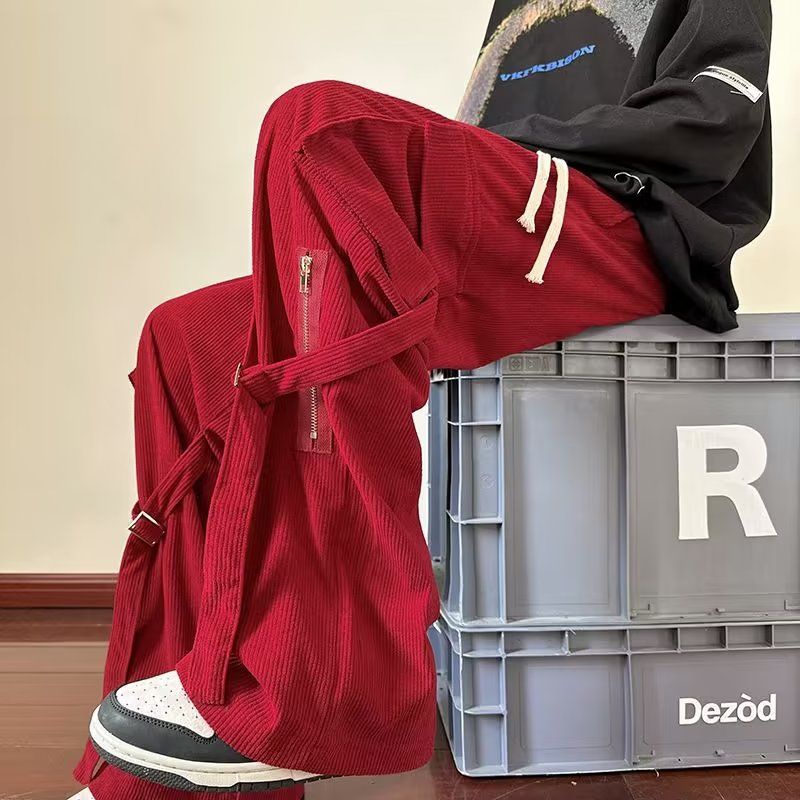 Quần Dài Vải Nhung Phong Cách Đường Phố Nhật Bản Cá Tính Cho Nam