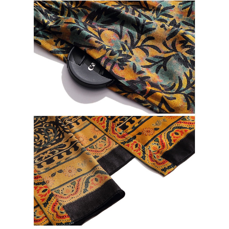 Đầm Lụa Dài Dáng Rộng Màu Sắc Retro Dành Cho Nữ