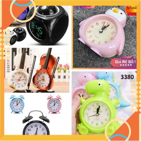 ĐỒNG HỒ BÁO THỨC HÌNH CHIM CÁNH CỤT, KHỦNG LONG, ĐÀN GHITA, QUẢ CHUÔNG, LED CÓ GIỌNG NÓI [SALE]