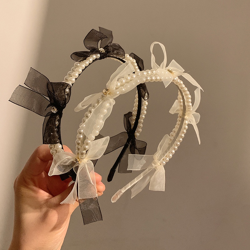 Kẹp Tóc Nơ Đính Ngọc Trai Trắng Phong Cách Pháp Cổ Điển Thời Trang Cao Cấp Cho Nữ