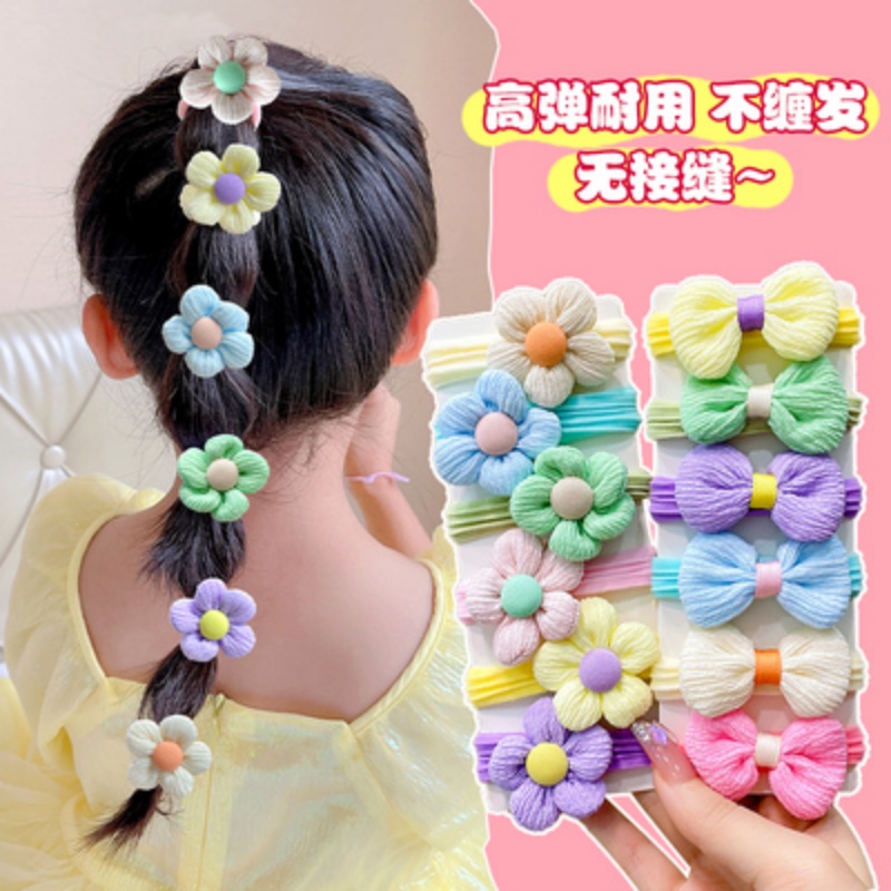 2-10 Dây Buộc Tóc Cao Su Co Giãn Nhiều Màu Sắc Cho Bé