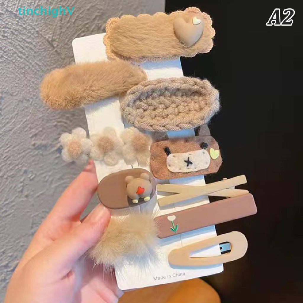 Set 10 Kẹp Tóc Hình Gấu Hoạt Hình Dễ Thương Cho Bé Gái