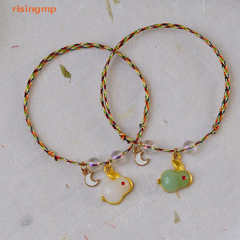 [risingmp] Vòng Tay Dây Bện Mặt Trăng Thỏ Phong Cách Trung Hoa Cổ Điển Có Thể Điều Chỉnh Trang Sức Làm Quà Tặng