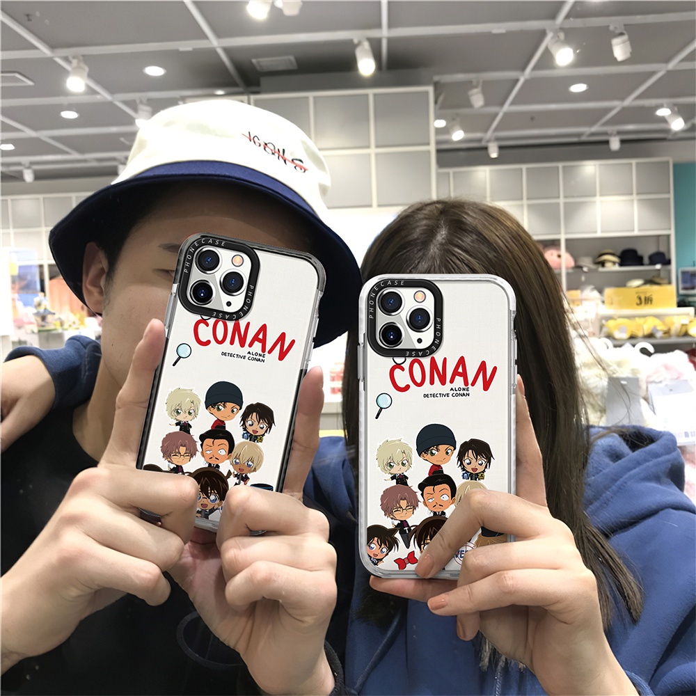 Cartoon Detective Conan Design Phone Case Compatible For iPhone 14 Pro Max 13 12 Mini 11 XR X XS 7 8 Plus Thicken Shockproof Frame Soft Silicone Clear Cover