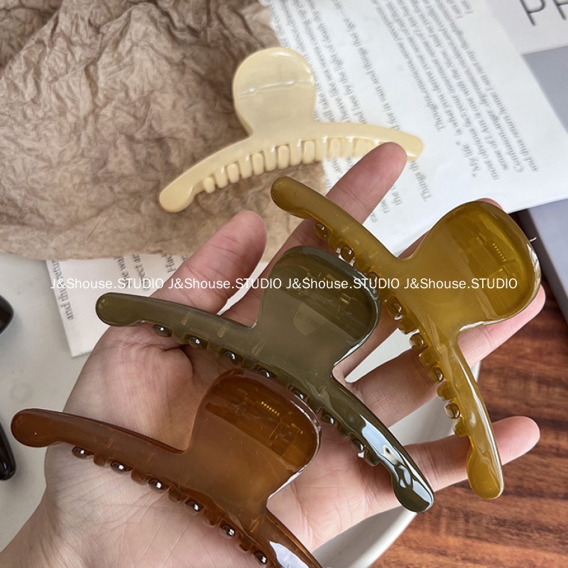 Kẹp Tóc Màu Cà Phê / Be / Xanh Lá KF579 Phong Cách Hàn Quốc Mới