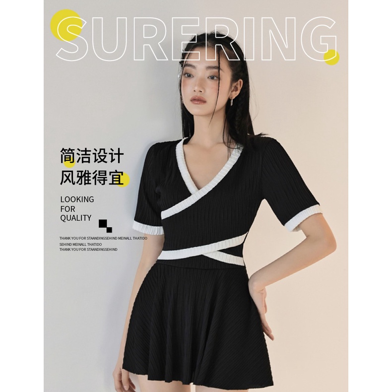 Đồ Bơi Một Mảnh Ôm Bụng Màu Đen Che Bụng Phong Cách Mới Cho Nữ Size St