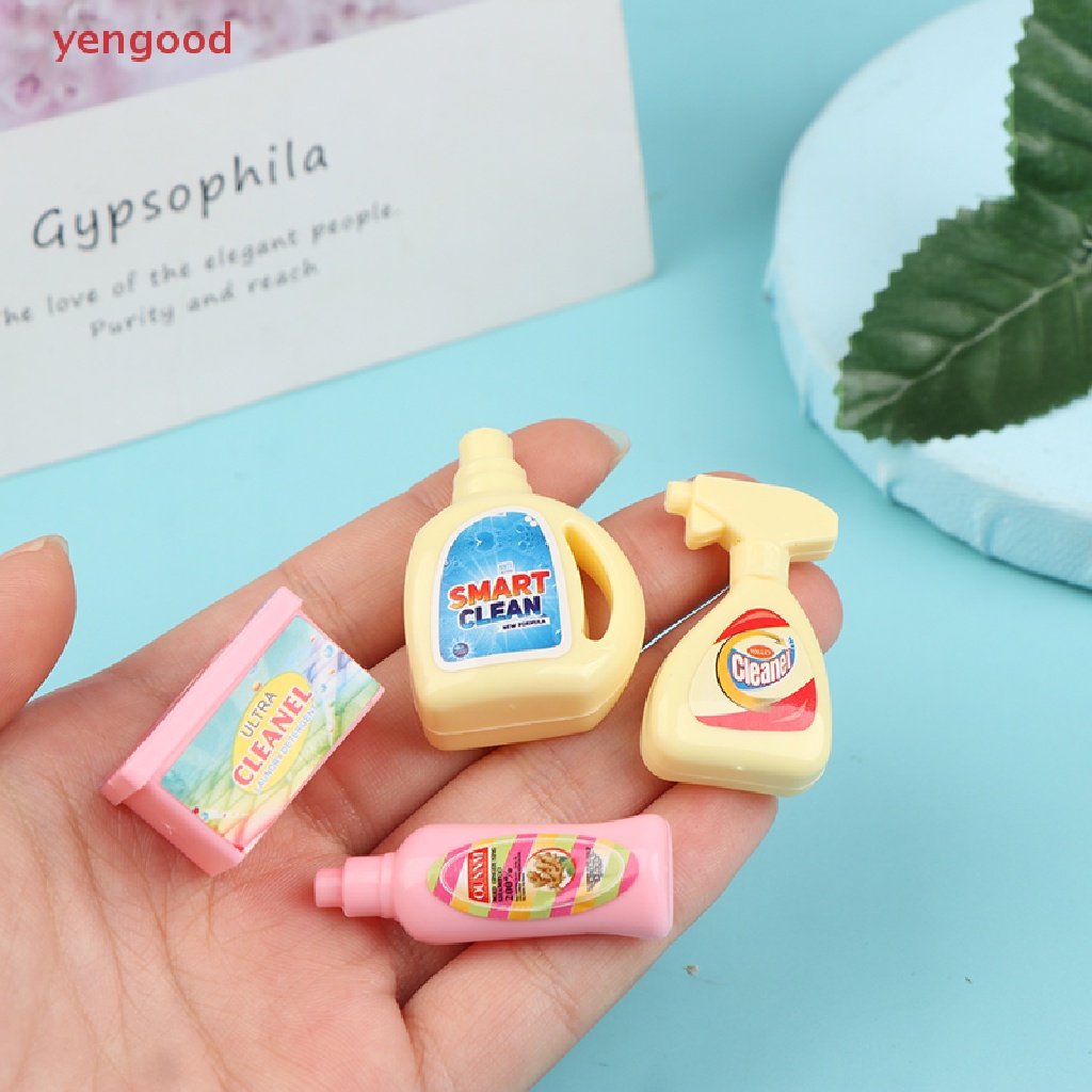 (YGD) 4Pcs/Set Doll Cleaning Bucket Detergent Laundry Detergent Toy Hand Basket Model