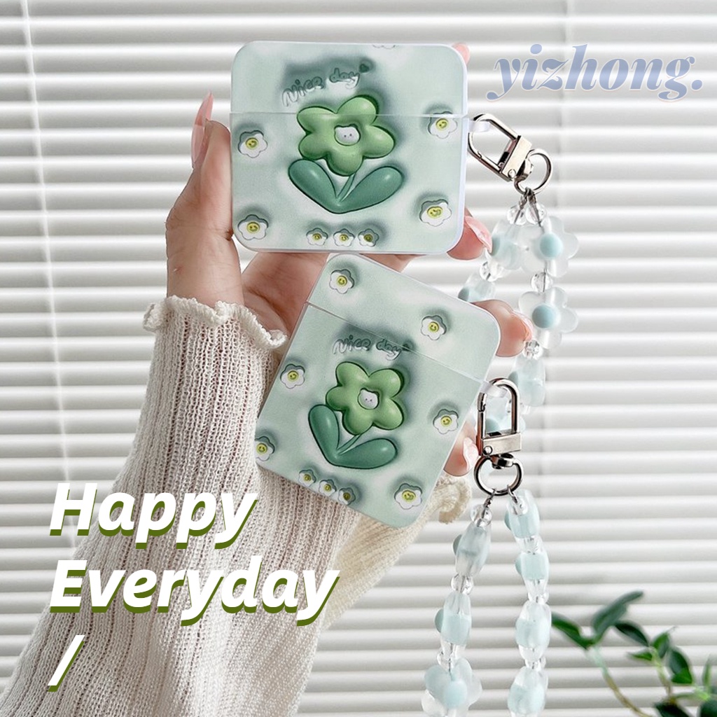 Vỏ Bảo Vệ Hộp Sạc Tai Nghe Airpods Pro 2 1 3 Bằng TPU Mềm Chống Sốc Chống Thất Lạc Hình Thỏ Hoa 3D Dễ Thương