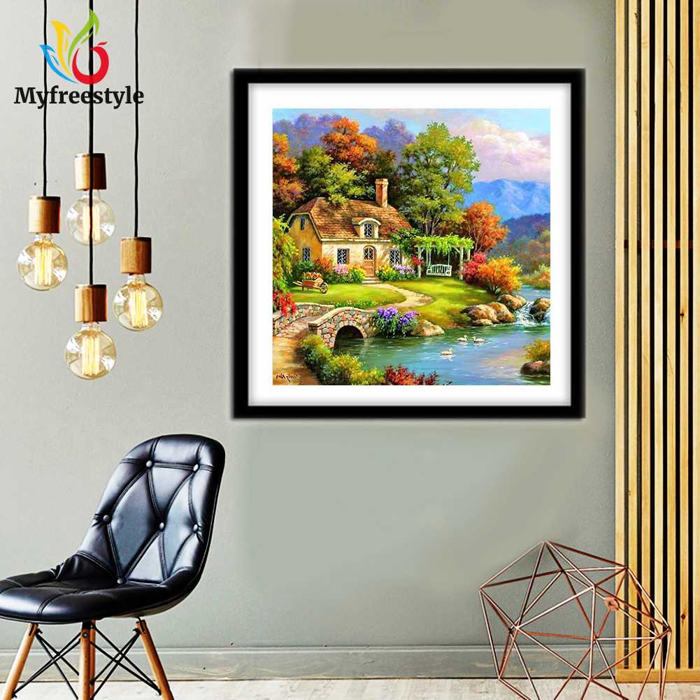 30 X 30cm Tranh Đính Đá Kim Cương Toàn Bộ 5D Diy Hình Vẽ Làng Quê Thư Giãn