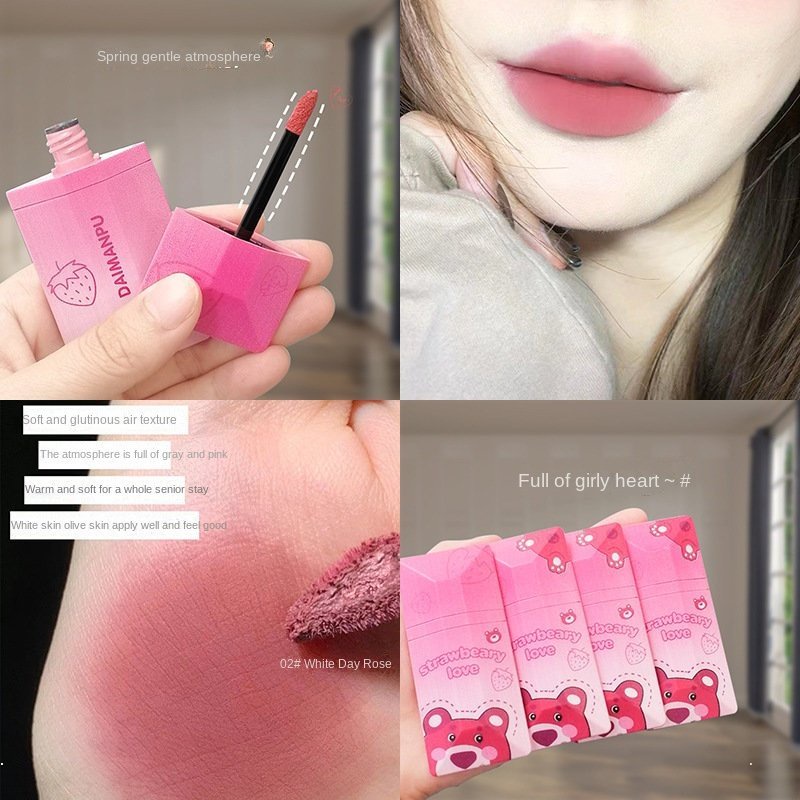 Son Kem Lì Chống Nước Lâu Phai Thiết Kế Vỏ Son Hình Gấu Dâu Tây Dễ Thương