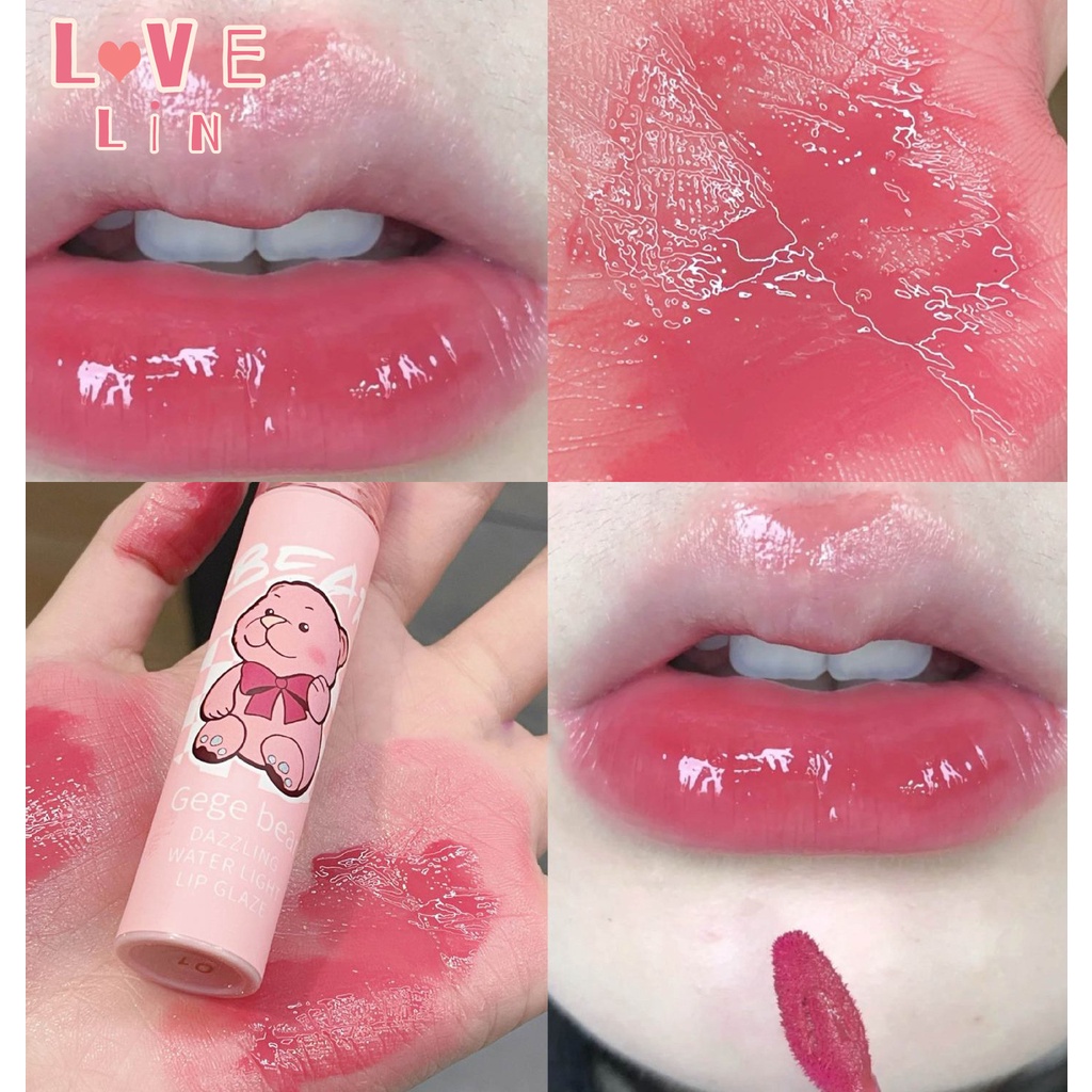 [lovelin] Son Môi Gege bear Màu Bóng Nhẹ Nước Mát Mẻ Tráng Gương Sáng Bóng Vui Nhộn Dành Cho Học Sinh Tiệc Tùng Đầu micro tipsy pout