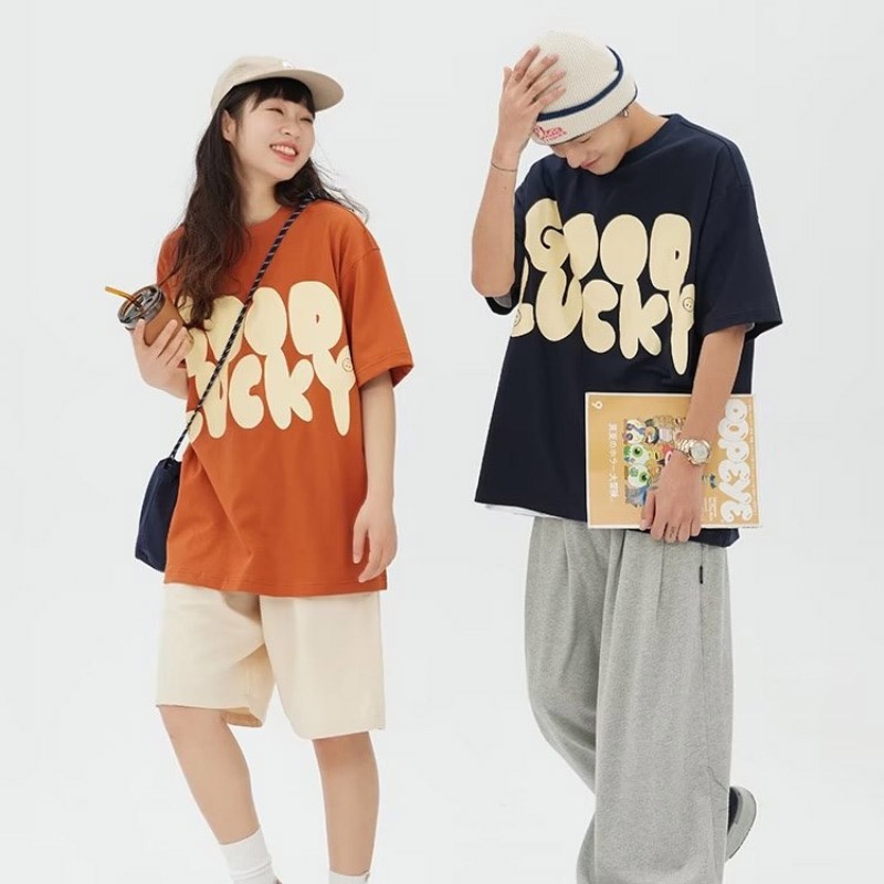 Áo Thun Tay Ngắn Dáng Rộng Phong Cách Đường Phố Mỹ Thời Trang Mùa Hè Cho Cặp Đôi