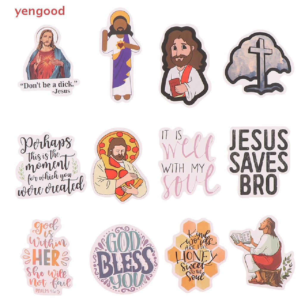 (YGD) 50Pcs Jesus Christians Cartoon Graffiti Stickers Laptop Skateboard Luggage Decal