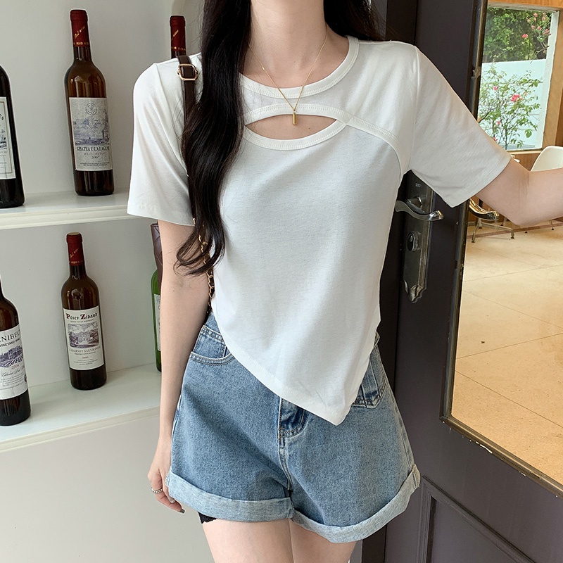 NRVP Áo Thun Tay Ngắn Dáng Ôm In Họa Tiết Độc Đáo Thời Trang Đường Phố Hàn Quốc Cho Nữ