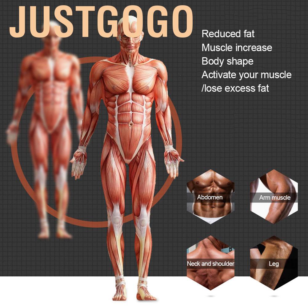 Justgogo EMS abdominal muscle trainer  training device for men and women electrical stimulation with 16 PIECES replacement gel pads arm stomach legs
