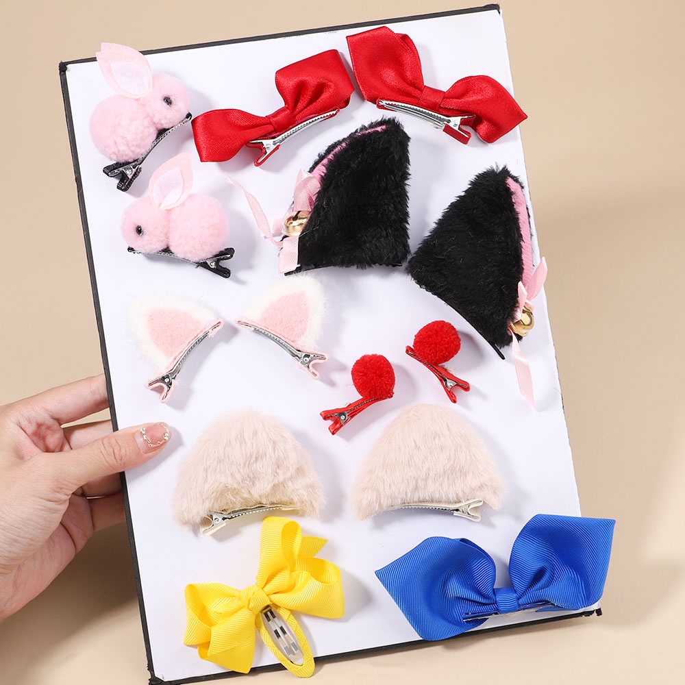 Set 2 kẹp tóc RAINBOW BOWS hình thỏ dễ thương cho bé gái