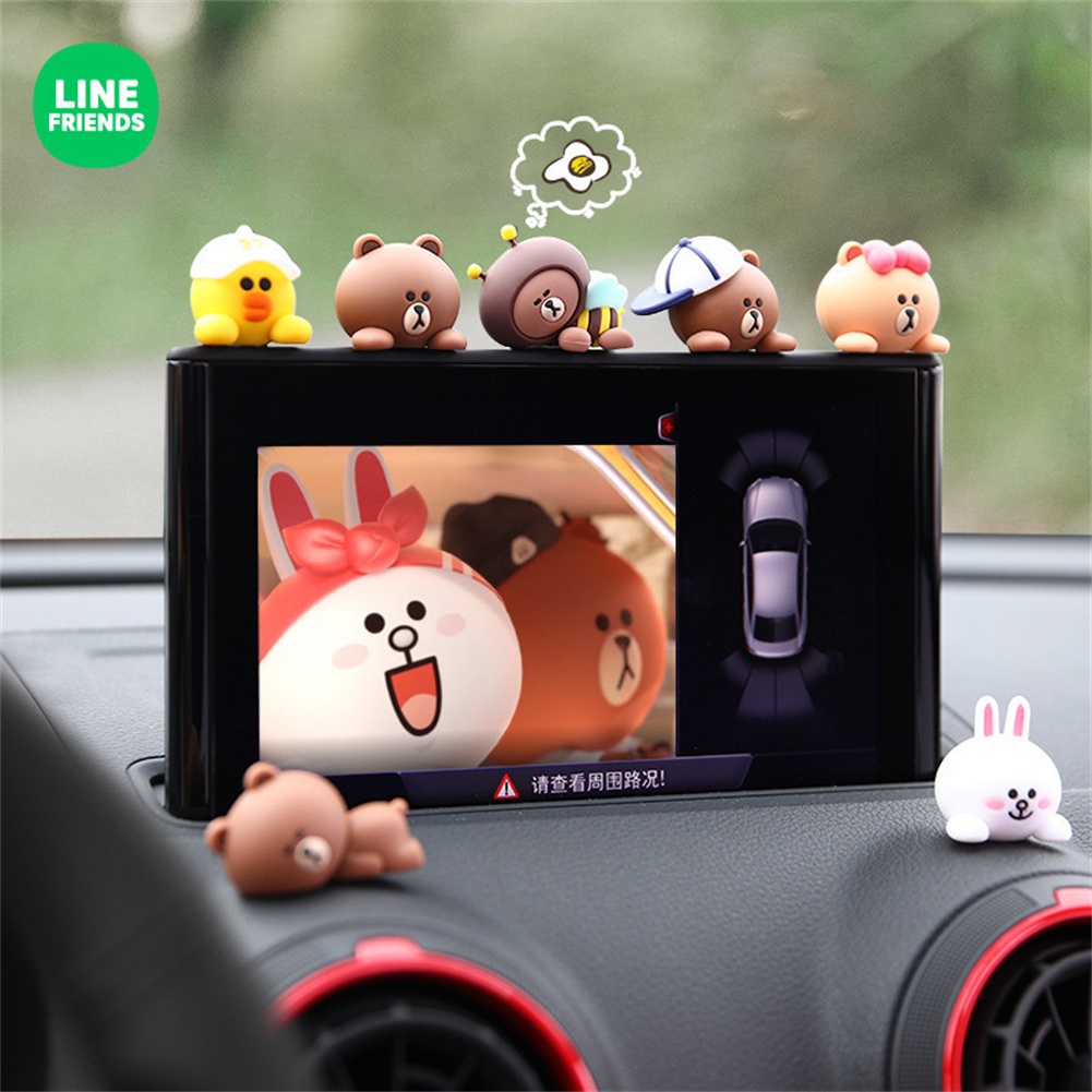 Line Friends Gấu Nâu Đồ Trang Trí Xe Hơi Hoạt Hình Dễ Thương Đồ Trang Trí Xe Hơi Để Bàn Điều Khiển Trung Tâm Đồ Trang Trí Nội Thất Xe Hơi