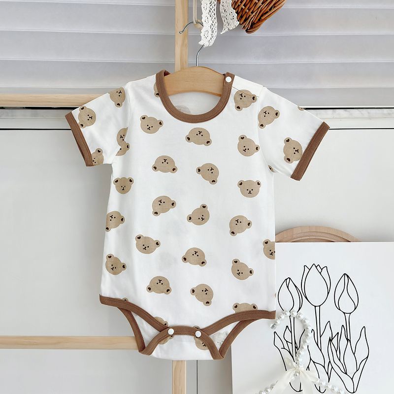 Áo Liền Quần Bằng Cotton Ngắn Tay Thời Trang Mùa Hè Cho Bé Trai 0-2 Tuổi