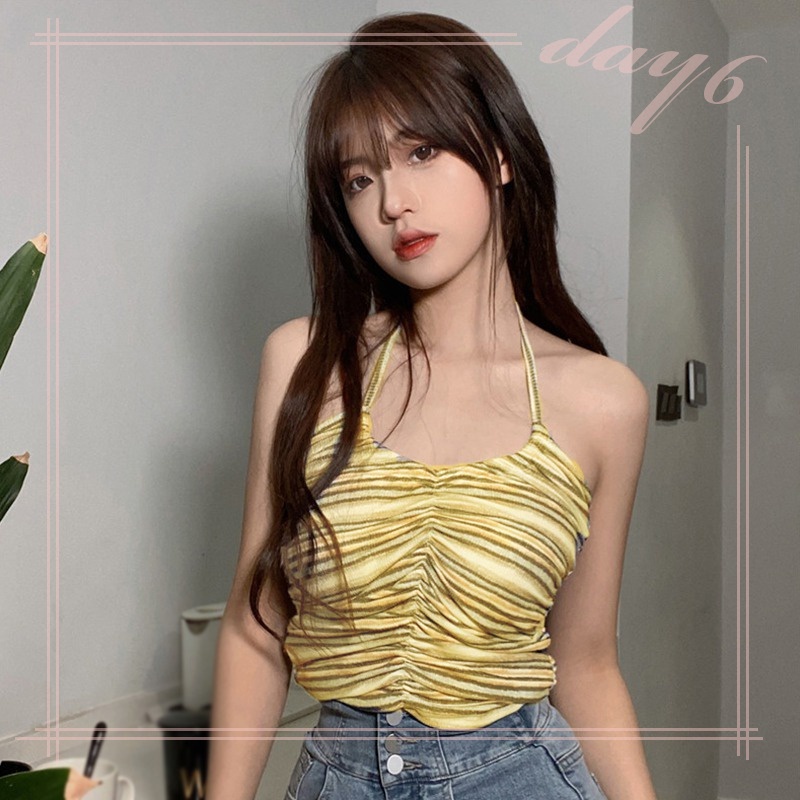 Áo Tank Top Hai Dây Họa Tiết Kẻ Sọc Phong Cách Hàn Quốc Thời Trang Cho Nữ